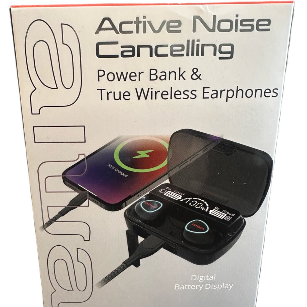 AIWA ACTIVE NOISE CANCELLING WIRELESS EARPHONES/EARBUDS AND POWER BANK BRAND NEW